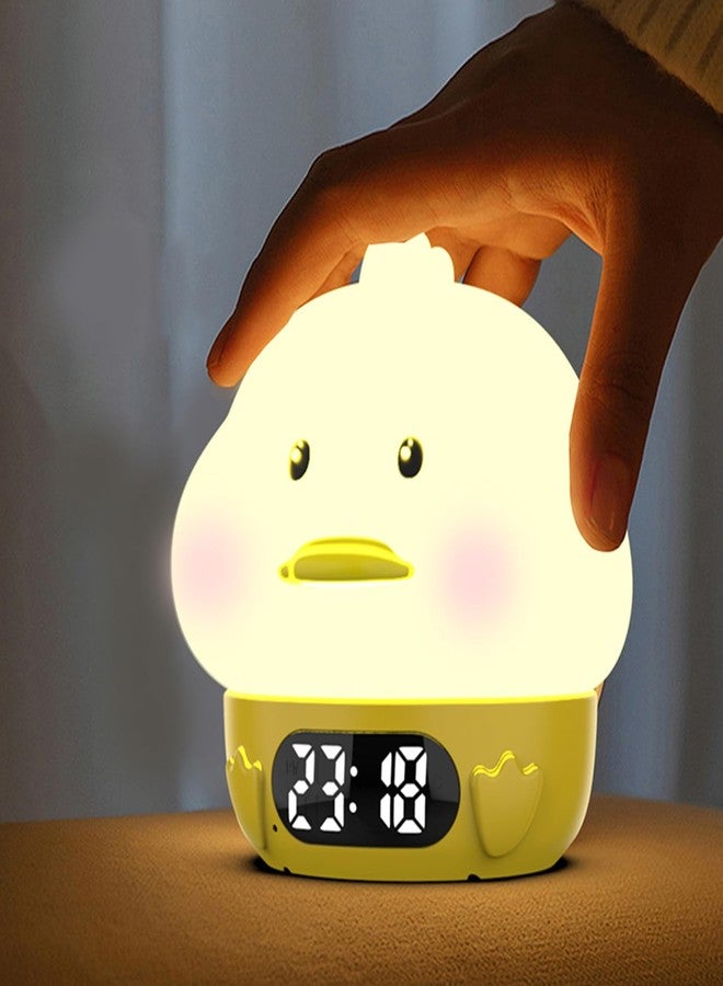 RUISHINE Alarm Clock Lights for Kids-Duck Night Lights,Temperature Display,RGB Color Changing, Wake up Timer, Rechargelable Touch Lamp for Breastfeeding,Silicone Baby Nursery Nightlight Duck - Image 1